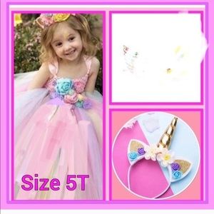 Unicorn Princess long tutu dress with unicorn hat